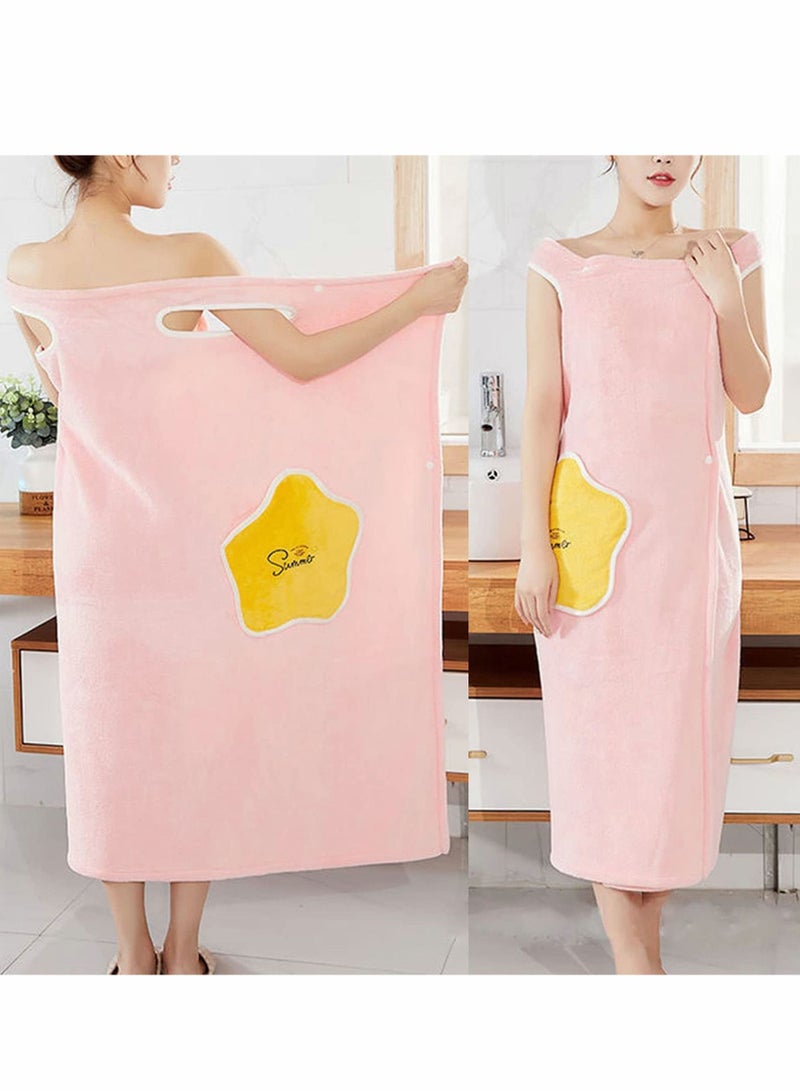 واي آند دي Plush Bathrobe for Women, Thick Winter with Strap, Sleepwear Bathrobes Nightdress Soft Flannel, Shoulder Wearable, Water Absorption Quick Dry Body Towel Home (Size L) - Image 5