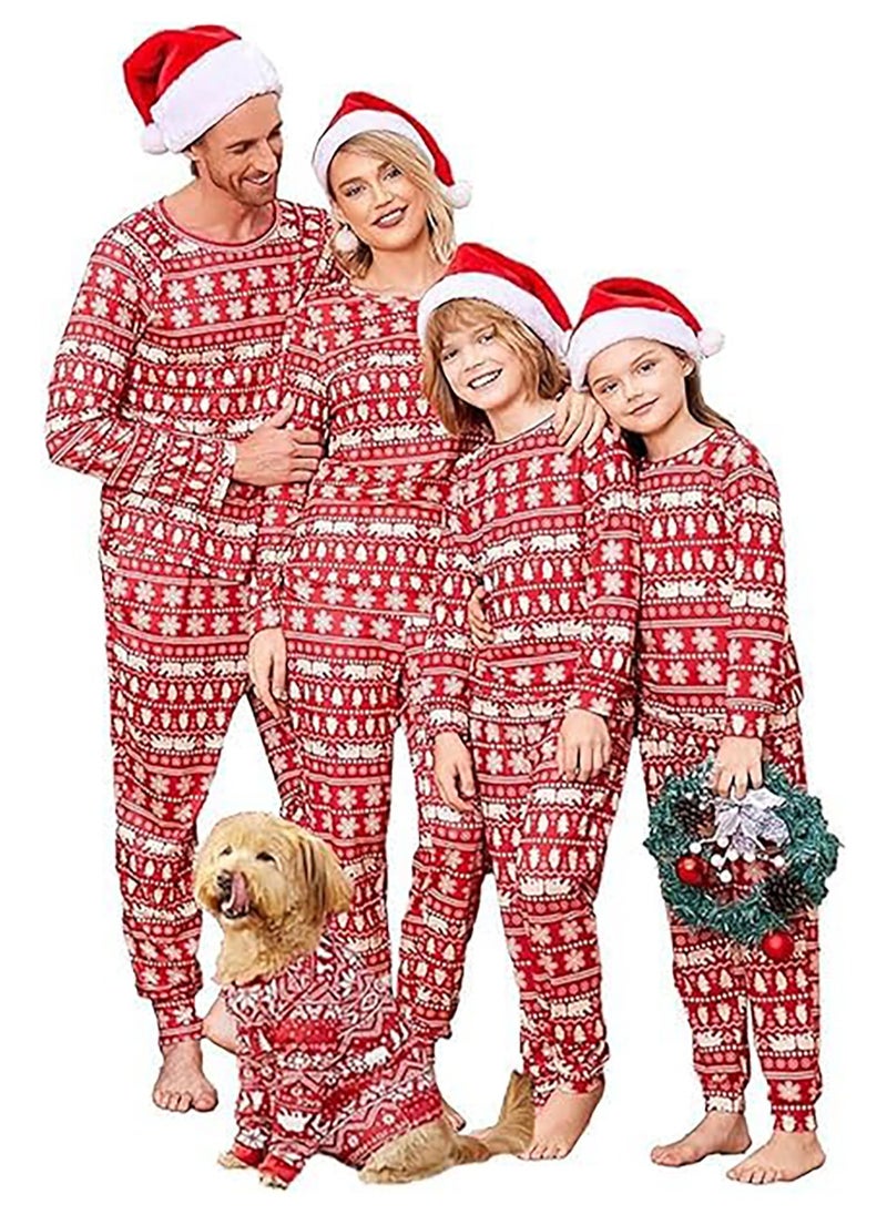 TAPIT Christmas Family Matching Pajamas Classical Nightwear Sleepwear Sets Long Sleeve Pjs for for Adults Kids and Baby Holiday Xmas Sleepwear Set (Dog zise)  - Image 1