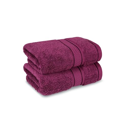 MYTRIDENT Trident Towels for Hand, Indulgence Collection, 100% Cotton Towels for Men/Women, Premium Hand Towel Set, 600 GSM, 2 Pc Hand Towel, 40 cm x 60 cm - Grape Wine - Image 1