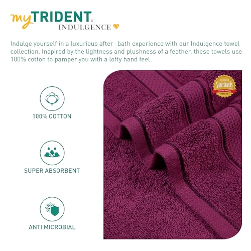 MYTRIDENT Trident Towels for Hand, Indulgence Collection, 100% Cotton Towels for Men/Women, Premium Hand Towel Set, 600 GSM, 2 Pc Hand Towel, 40 cm x 60 cm - Grape Wine - Image 5
