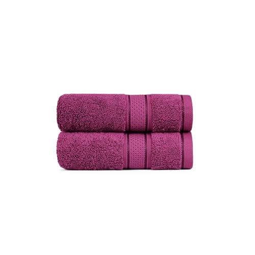MYTRIDENT Trident Towels for Hand, Indulgence Collection, 100% Cotton Towels for Men/Women, Premium Hand Towel Set, 600 GSM, 2 Pc Hand Towel, 40 cm x 60 cm - Grape Wine - Image 3