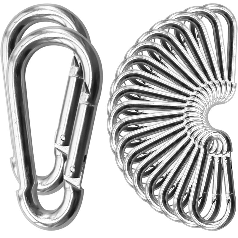 50Pack Heavy Duty Carabiners M8 516 Spring Snap 3Inch ZincGalvanized Steel Carabiner Clips Chain Quick Links Safety Connector for Hammock Swing Fitness Gym Outdoor Supplies Boating
