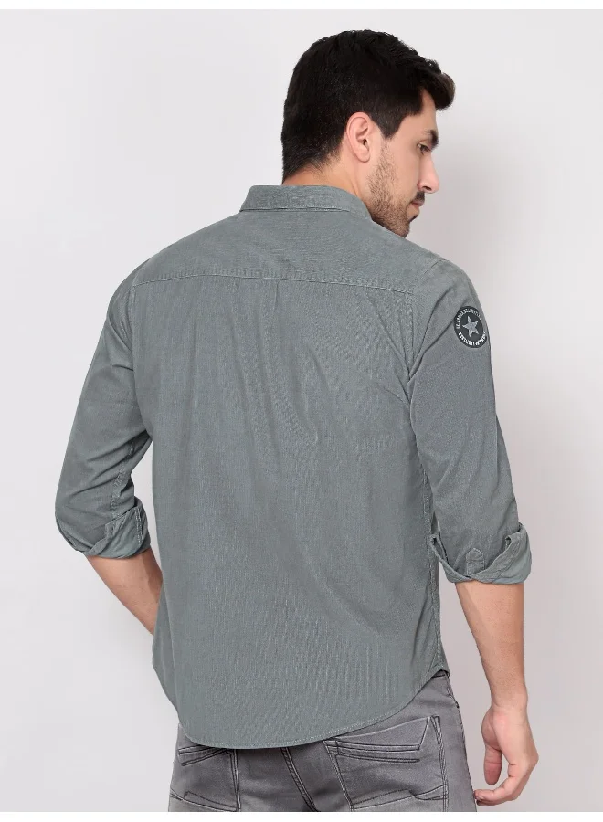 Beyoung Stone Grey  Casual Shirt for Men