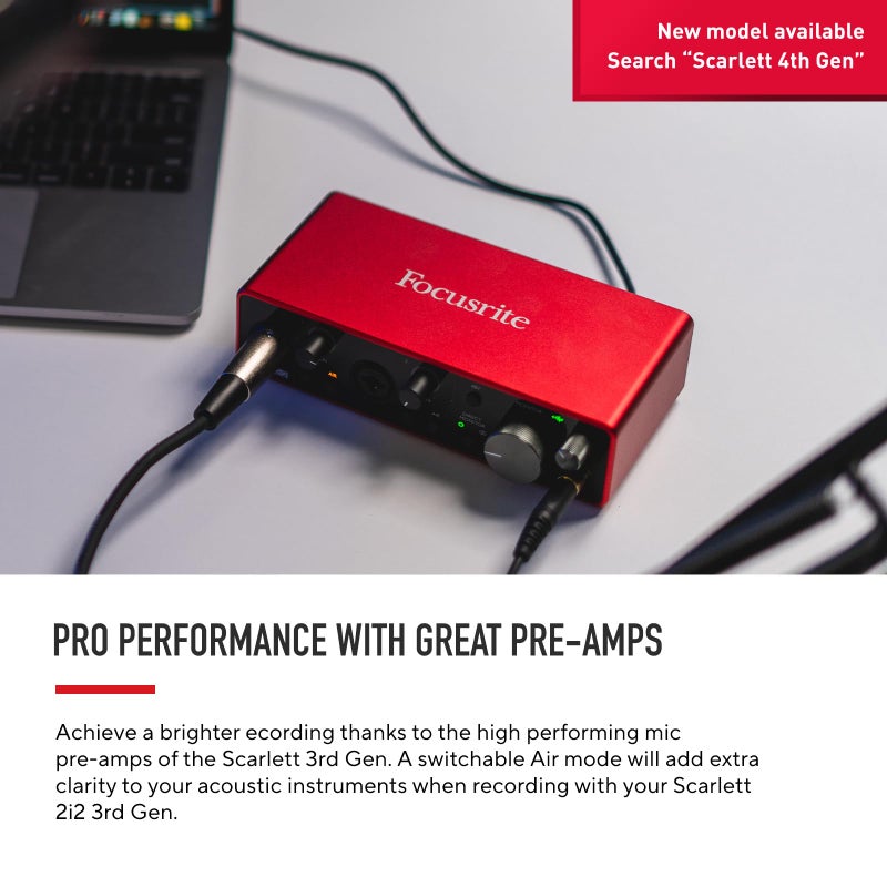 Focusrite Scarlett 2i2 3rd Gen USB Audio Interface for Recording, Songwriting, Streaming and Podcasting — High-Fidelity, Studio Quality Recording, and All the Software You Need to Record - Image 5