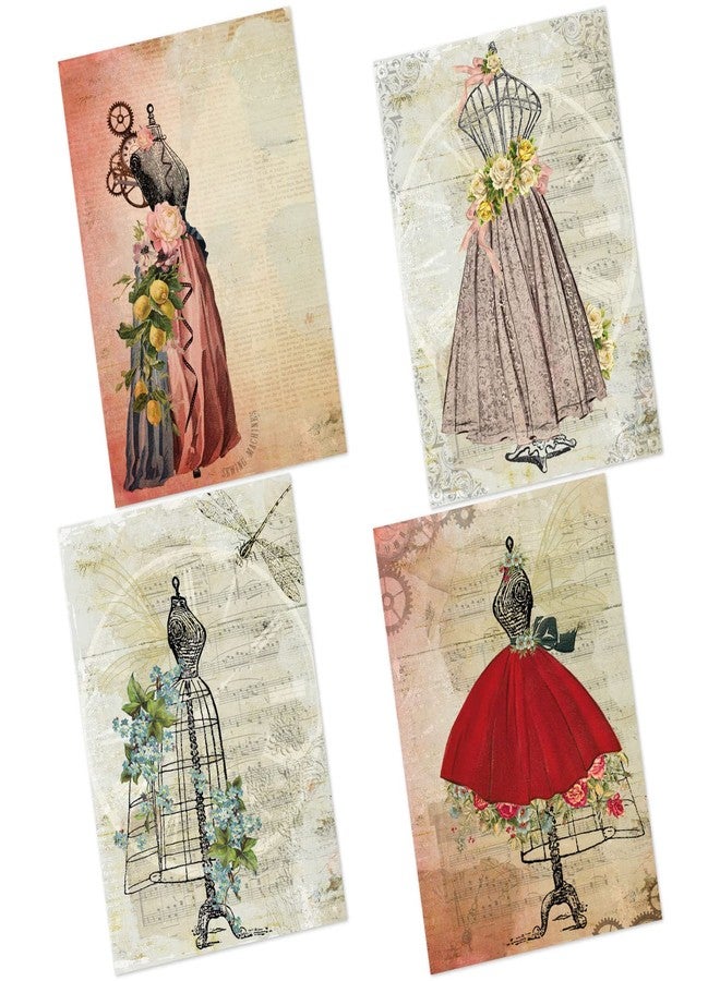 CrafTangles Decoupage Paper Pack - Vintage Dressforms 1 (A4) - 4 sheets - Image 1