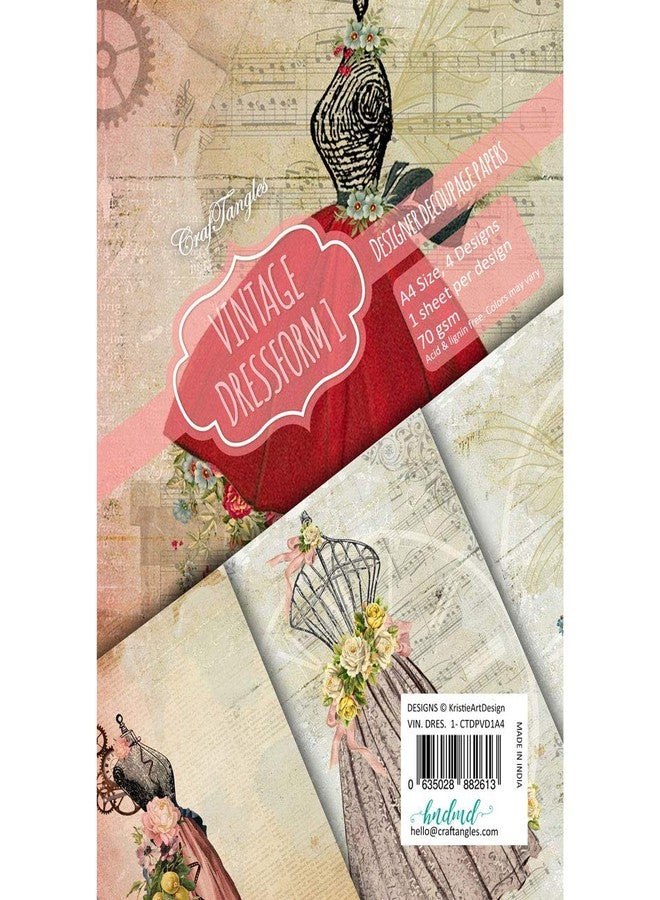 CrafTangles Decoupage Paper Pack - Vintage Dressforms 1 (A4) - 4 sheets - Image 3