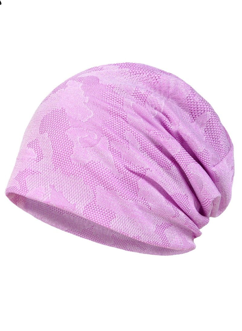 Loquat Infinity Scarf Headwear Cap Mesh Breathable Beanie Hat Purple 