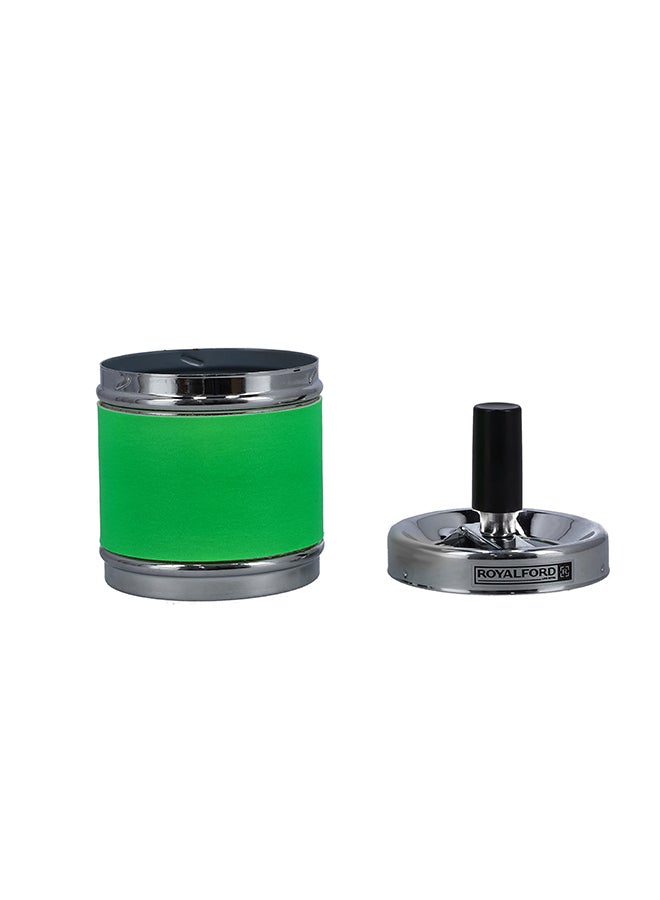 Royalford Stainless Steel Ashtray Silver/Green/Black 6.7x6.7x11.6cm - Image 2