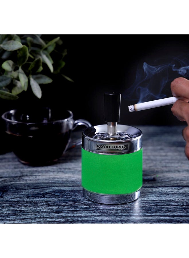 Royalford Stainless Steel Ashtray Silver/Green/Black 6.7x6.7x11.6cm - Image 3