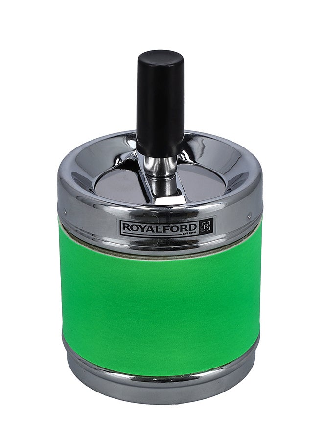 Royalford Stainless Steel Ashtray Silver/Green/Black 6.7x6.7x11.6cm - Image 1