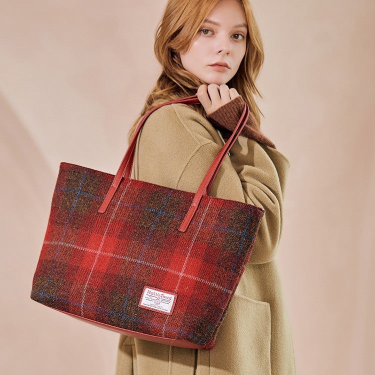 Harris Tweed Bag Women'S British Style Large Capacity Portable Tote Shoulder Bag - Image 4
