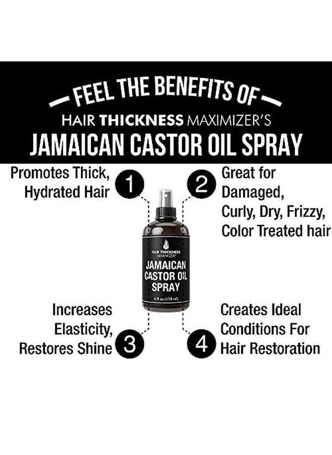 HAIR THICKNESS MAXIMIZER - Organic Jamaican Black Castor Oil Spray For Hair Growth. Pure + Unrefined Extra Dark Tropical Oils For Thickening Hair Eyelashes Eyebrows. Avoid Hair Loss Thinning Hair For Men + Women Cold Pressed - Image 1