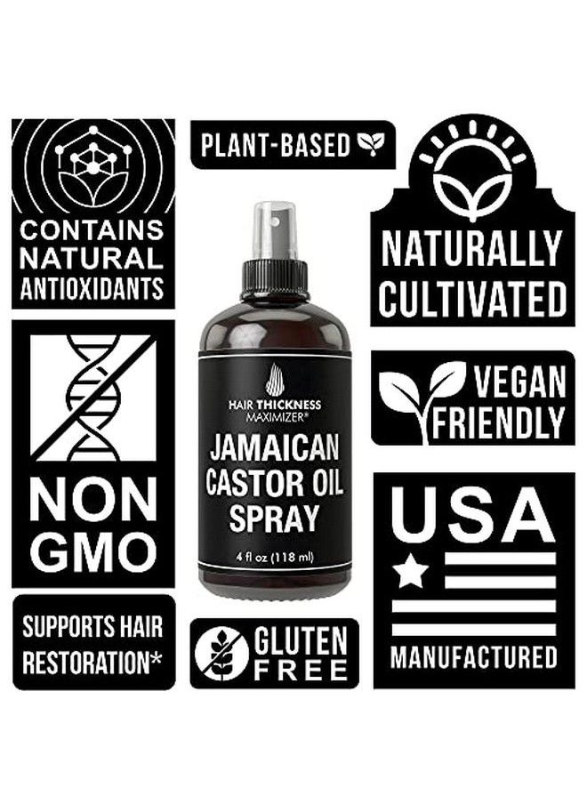 HAIR THICKNESS MAXIMIZER - Organic Jamaican Black Castor Oil Spray For Hair Growth. Pure + Unrefined Extra Dark Tropical Oils For Thickening Hair Eyelashes Eyebrows. Avoid Hair Loss Thinning Hair For Men + Women Cold Pressed - Image 1