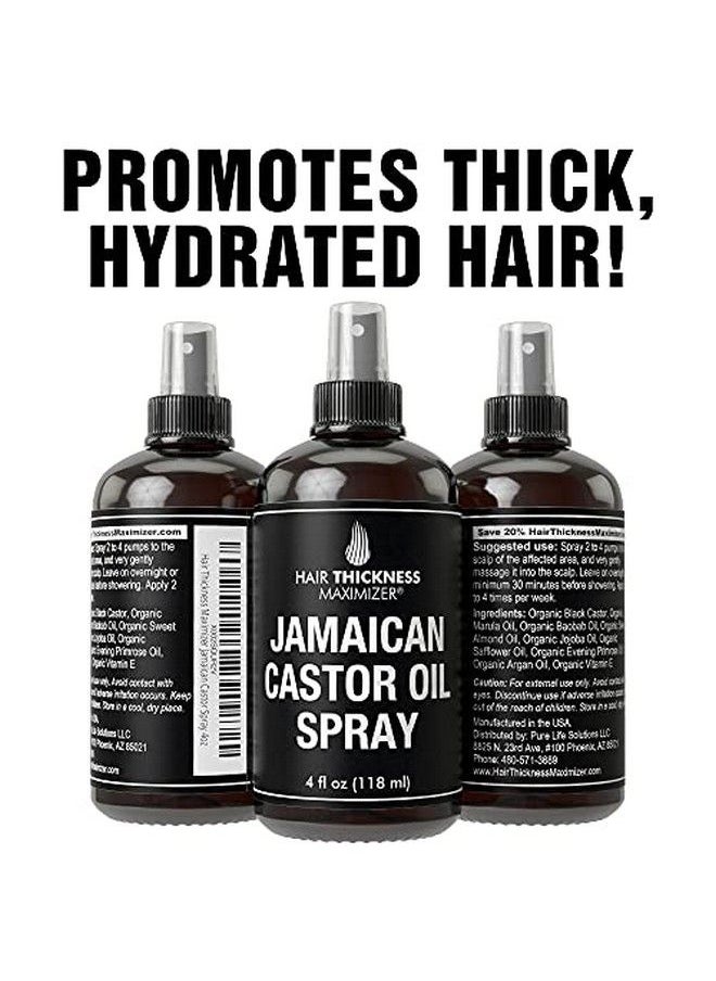HAIR THICKNESS MAXIMIZER - Organic Jamaican Black Castor Oil Spray For Hair Growth. Pure + Unrefined Extra Dark Tropical Oils For Thickening Hair Eyelashes Eyebrows. Avoid Hair Loss Thinning Hair For Men + Women Cold Pressed - Image 1