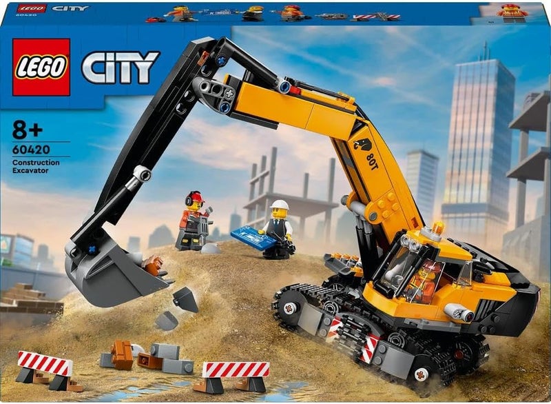 LEGO City Yellow Construction Excavator Toy Digger for 8 Plus Year Old Boys, Girls & Kids, Vehicle Set with Driver, Worker and Architect Minifigures for Fun Role Play, Birthday Gift Idea 60420 - Image 2