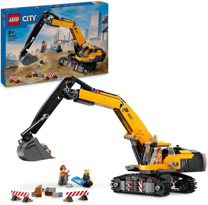 LEGO City Yellow Construction Excavator Toy Digger for 8 Plus Year Old Boys, Girls & Kids, Vehicle Set with Driver, Worker and Architect Minifigures for Fun Role Play, Birthday Gift Idea 60420 - Image 1