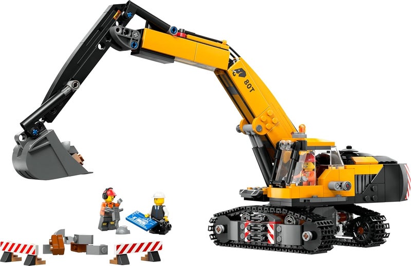 LEGO City Yellow Construction Excavator Toy Digger for 8 Plus Year Old Boys, Girls & Kids, Vehicle Set with Driver, Worker and Architect Minifigures for Fun Role Play, Birthday Gift Idea 60420 - Image 4