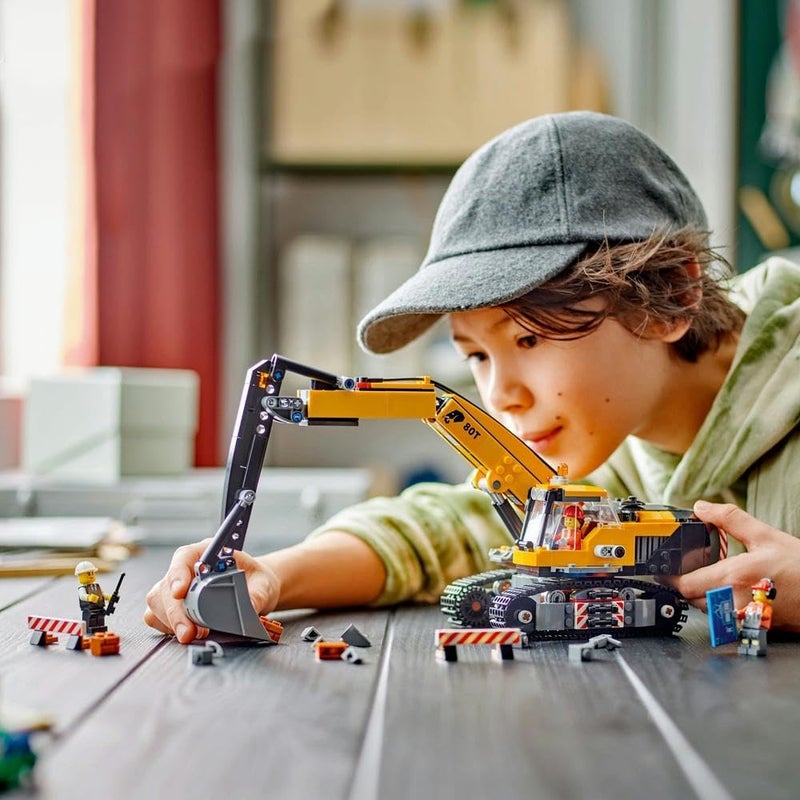 LEGO City Yellow Construction Excavator Toy Digger for 8 Plus Year Old Boys, Girls & Kids, Vehicle Set with Driver, Worker and Architect Minifigures for Fun Role Play, Birthday Gift Idea 60420 - Image 3