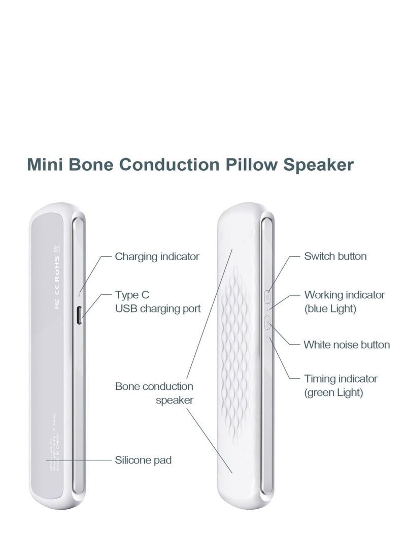 Generic - Pillow Speaker Bone Conduction Stereo Mini Portable Bluetooth Sleep Speaker Insomnia White Noise Machine For Deep Sleeping Side Sleepers（White） - Image 1