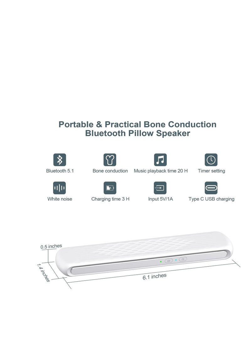 Generic - Pillow Speaker Bone Conduction Stereo Mini Portable Bluetooth Sleep Speaker Insomnia White Noise Machine For Deep Sleeping Side Sleepers（White） - Image 1