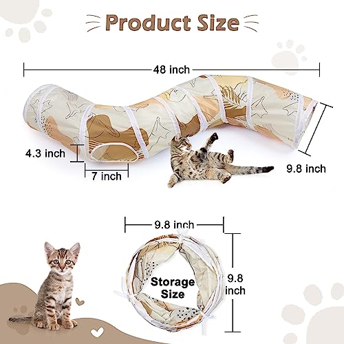 Glittme Cat Tunnel, Cat Tunnels for Indoor Cats, S-Shape Cats Cave with Cat Toys, Foldable Cat Tubes and Tunnels for Cats, Rabbit, Puppy, Guinea Pig - Image 3