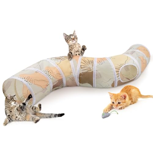 Glittme Cat Tunnel, Cat Tunnels for Indoor Cats, S-Shape Cats Cave with Cat Toys, Foldable Cat Tubes and Tunnels for Cats, Rabbit, Puppy, Guinea Pig - Image 1