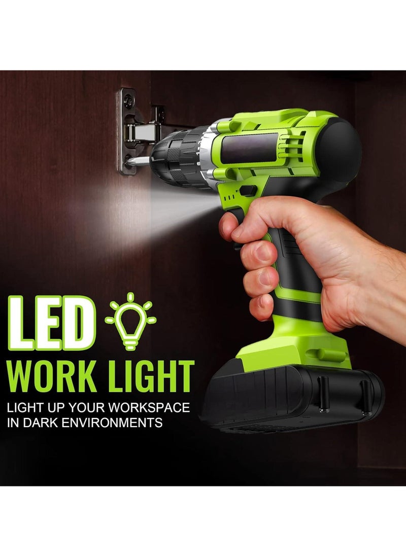 Generic - 21V Cordless Drill, Power Drill Set with 2 Batteries and Charger, Multifunctional Rechargeable Handheld Electric Screwdriver Electric Drill Drivers Built-in LED, with 2-Speed, 25 Torque Setting - Image 1