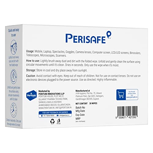 Perisafe Pre-Moistened Gadget & Cleaning Wipes| Multi Purpose, Individually Packed | Lens Cleaner for Spectacles, Sunglasses, Camera Lens, Binoculars and Goggles|Pack of 30 Wipes - Image 2