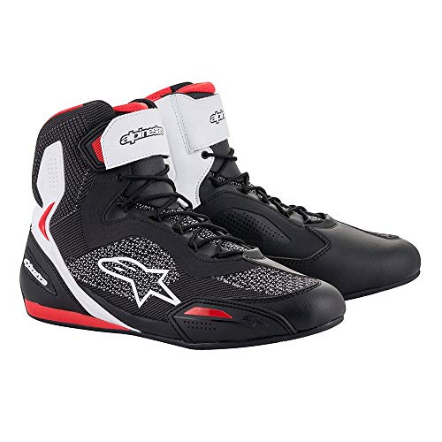 Alpinestars Faster-3 Rideknit Shoes, CE-Certified Lightweight Riding Footwear, 9.5, Black/White/Red - Image 1