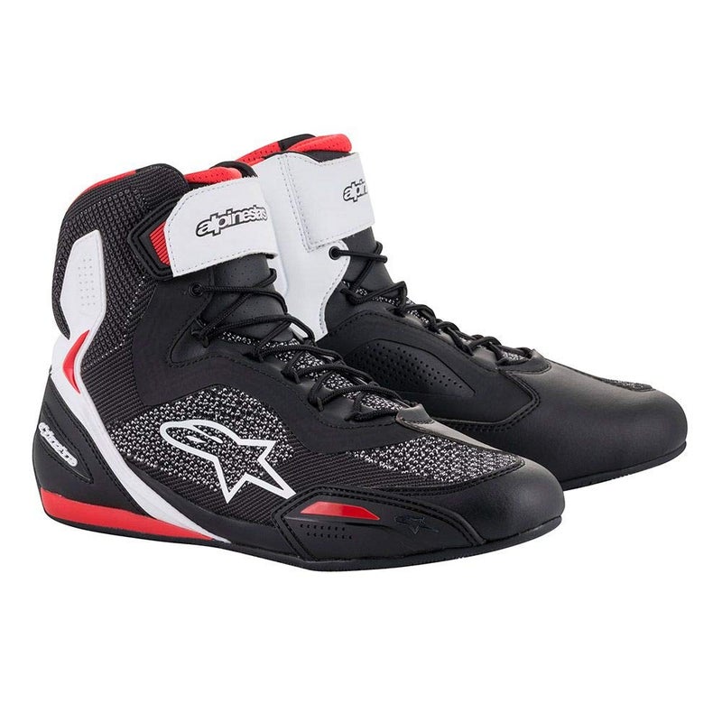 Alpinestars Faster-3 Rideknit Shoes, CE-Certified Lightweight Riding Footwear, 9.5, Black/White/Red - Image 2