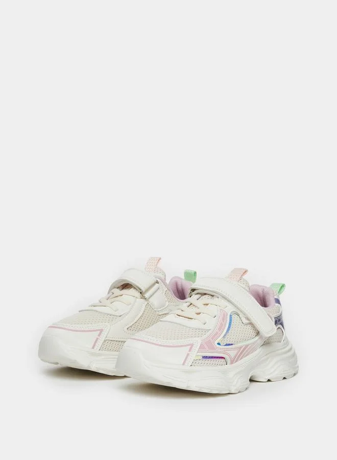 ستايلي Girls Textured Sneakers with Hook and Loop
