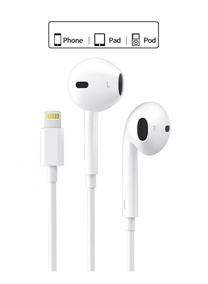 سماعات أذن سلكية بموصل Lightning | سماعات أذن iPhone، سماعات أذن سلكية بصوت ستيريو مع ميكروفون وتحكم في مستوى الصوت، متوافقة مع iPhone 14/13/12/SE/11/XR/XS/X/7/7 Plus/8 {لا حاجة للاتصال بالبلوتوث - فقط قم بالتوصيل والتشغيل} - Image 1