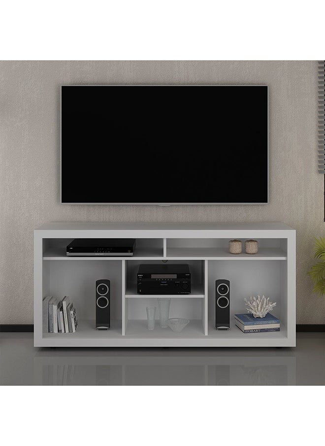 DANUBE HOME Zoyi Tv Cabinet Up To 55 Inches Entertainment Wall Tv Unit Wooden Tv Rack Stand Media Console Table For Living Room L 144x38x67 Cm White  - Image 1