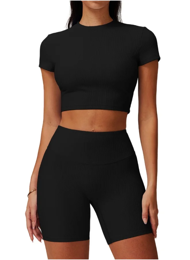 كون.يوغا Womens Crop Top Short Sleeves