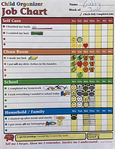 SHAPES ETC. 50 Sheets Child Organizer Job Chart 8.5inx11in Kids Reward Chart Chore Charts Teach Responsibility Positive Reinforcement Good Habits Daily Task Tracker Homeschool Parents USA Made - Image 2