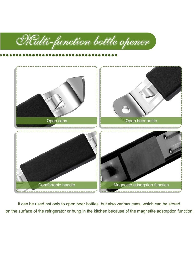 كابتن تيك Magnetic Bottle Openers Can Opener Classic Stainless Steel Small Hand Held Tapper with Magnet for Cans Beverages Refrigerator Camping and Traveling (Black 4 Pieces) - Image 5