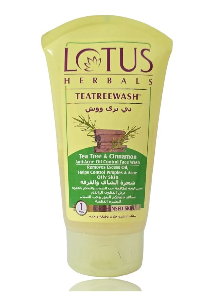 Lotus Tea Tree Wash - Tea Tree & Cinnamon Anti-Acne Oil Control Face Wash  - Image 1