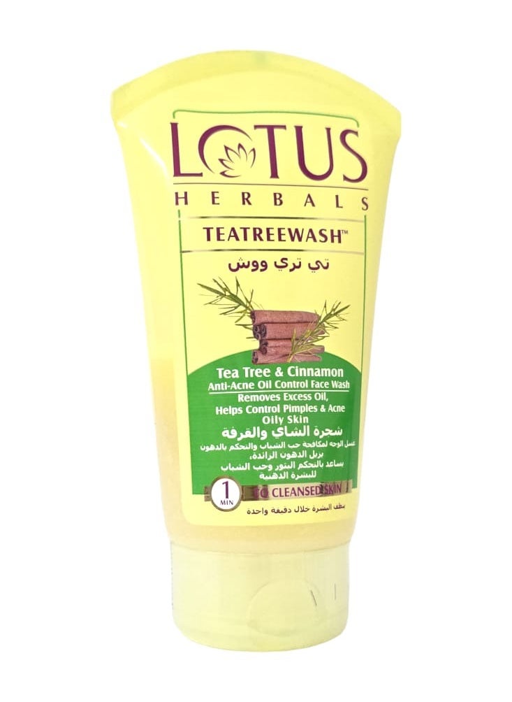Lotus Tea Tree Wash - Tea Tree & Cinnamon Anti-Acne Oil Control Face Wash  - Image 2