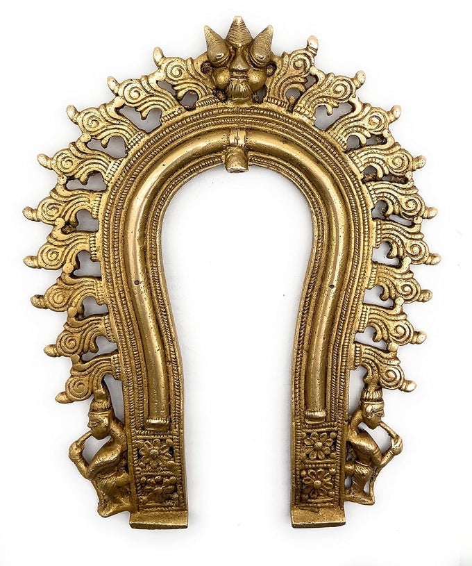 BRASS HANDMADE PRABHAVALI FRAME ARCH WALL HANGING PRABHAWAL FOR DECOR PRABHAWALI FOR DIETY PRABHAVAL HOME TEMPLEGOLD 9 INCH 1 PIECE