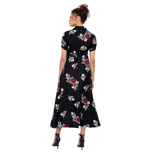 Indietoga Women's Plus Size Black Floral Printed Long Maxi Dress (4XL) - Image 4