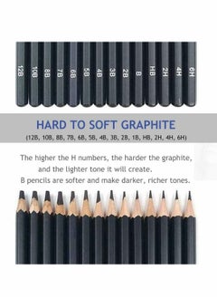 KASTWAVE Pencils Artist Sketching Set Drawing Pencils Set, 14pcs Sketching Pencils 12B 10B 8B 7B 6B 5B 4B 3B 2B B HB 2H 4H 6H Graphite Pencils for Adults Artists Student Beginners Professional  - Image 4