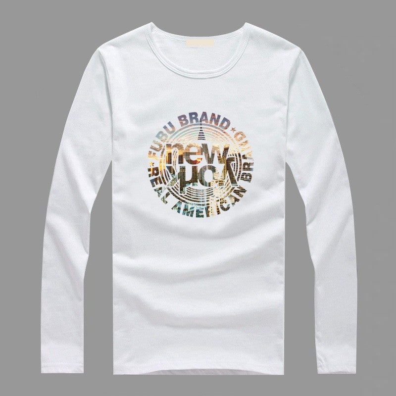 Long-sleeved T-shirt 2025 Spring and Autumn New Men's Korean-style Slim-fit Fashion Trend 180g Printed Base Shirt Top - Image 3