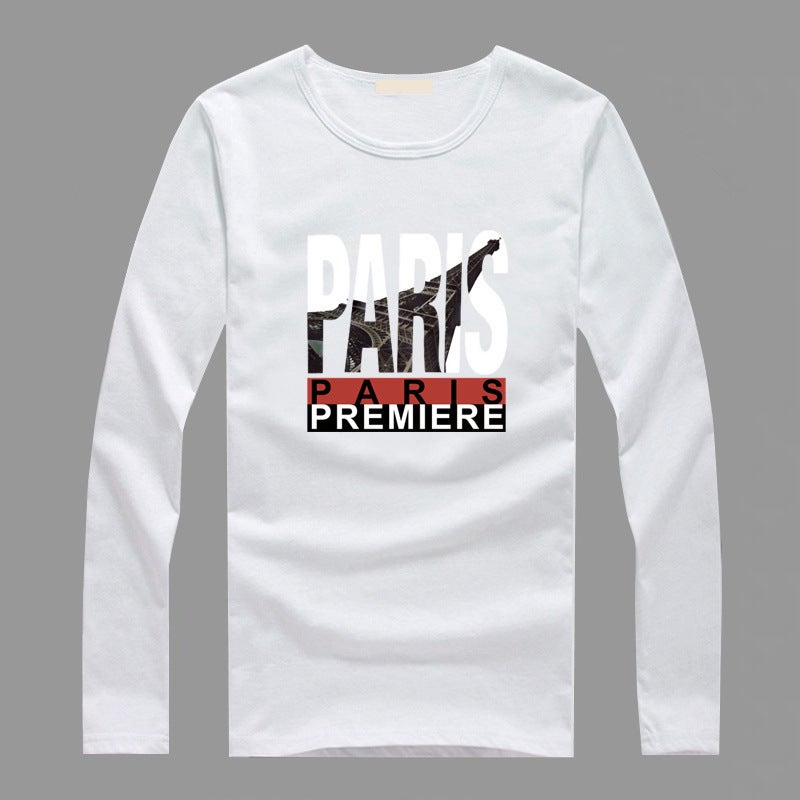 Long-sleeved T-shirt 2025 Spring and Autumn New Men's Korean-style Slim-fit Fashion Trend 180g Printed Base Shirt Top - Image 1