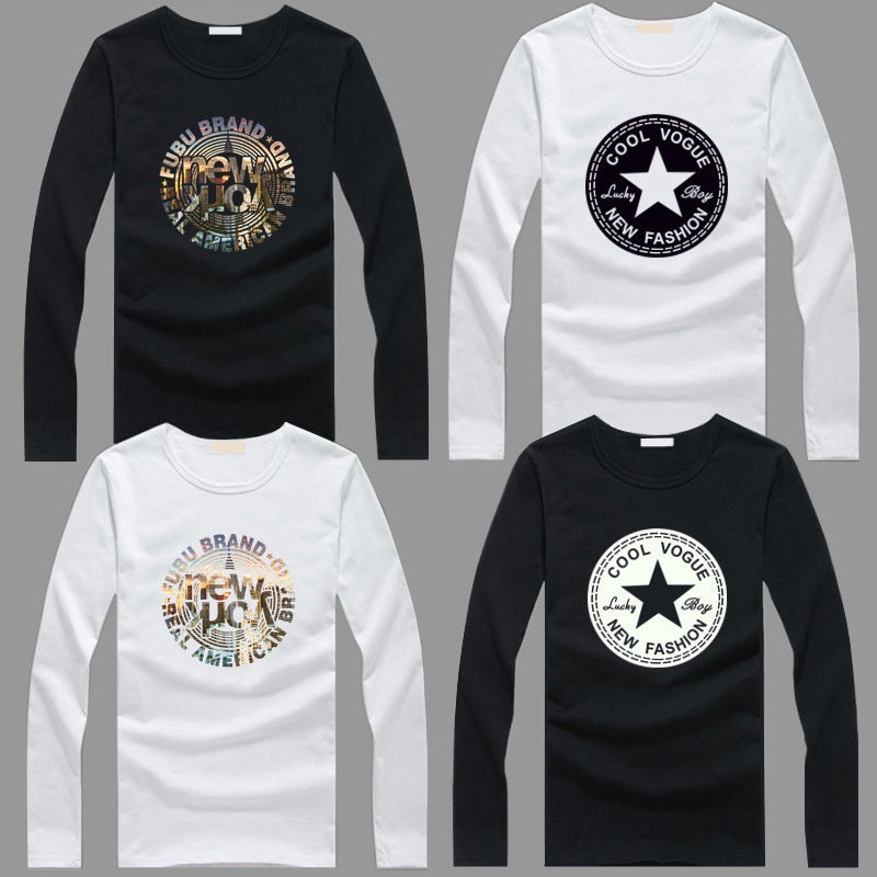 Long-sleeved T-shirt 2025 Spring and Autumn New Men's Korean-style Slim-fit Fashion Trend 180g Printed Base Shirt Top - Image 2