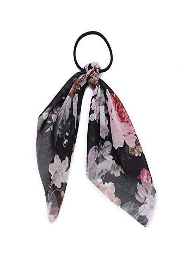 Minta Scrunchies tie 3 pieceSilk Satin Scarf Hair Ties Elastic Hair Bands Ponytail Holder Flower Printed Hair Bobbles Vintage Accessories for Women Girls - Image 3