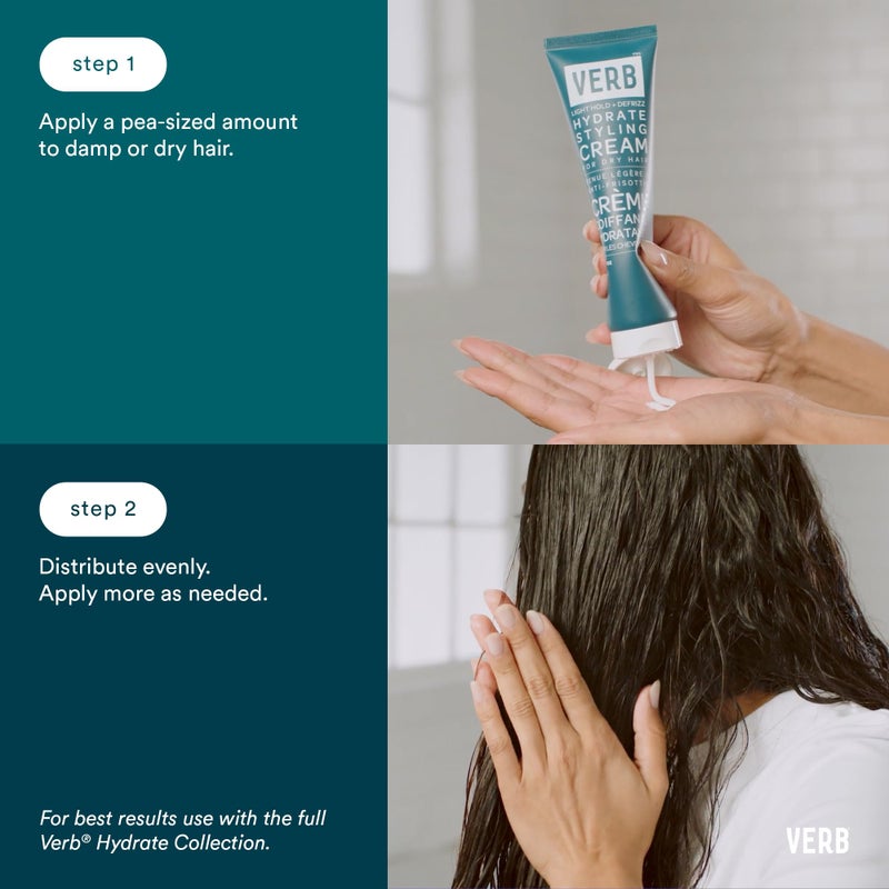 VERB Hydrate Styling Cream Sample, 1 oz - Smooth + Reduce Frizz for Dry + Frizzy Hair - Amber + Warm Jasmine Scent - Image 2