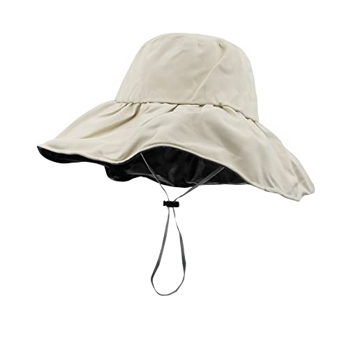 Caviotess Women Summer Rain Hat UV UPF 50 Sun Protection Wide Brim Hat Sun Hat Foldable Bucket Hat (Beige) - Image 3