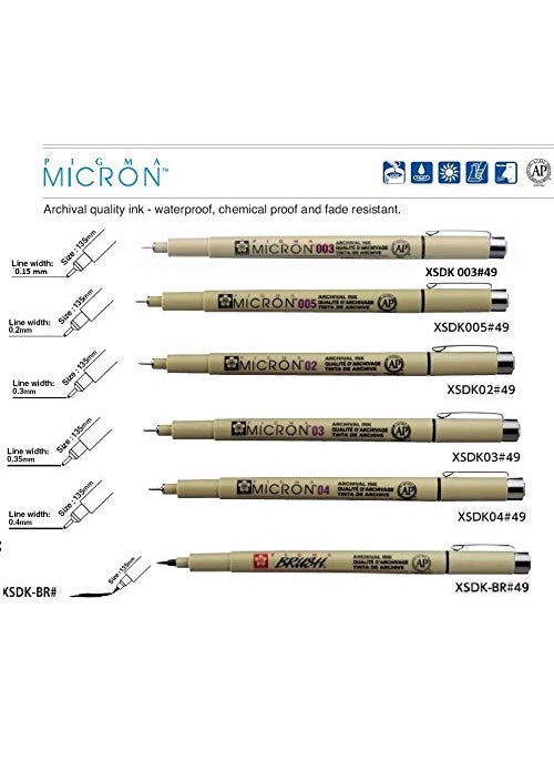 SAKURA SAKURA PIGMA MICRON BLACK 6 Pc Set XSDK6 Fine XSDKB6B  - Image 2