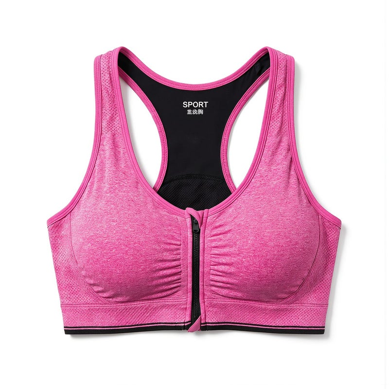 Sports Bra Front Zip Shockproof For Gym Running Yoga Daily Outdoor Gray S - Image 4