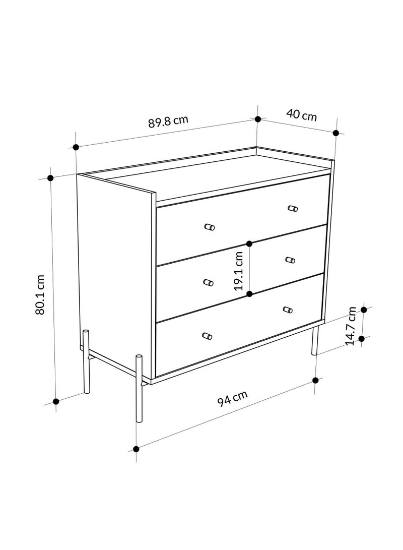 Mourah Home Dresser Makeup Vanity Desk Modern Dressing Table With 3 Drawers Storage Cabinets For Girls Dressing Table Bedroom Furniture  40.0 X 80.5 X 93.8 Cm  Oak  - Image 3